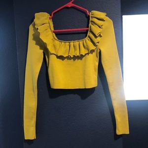 ZARA Green ruffle sweater